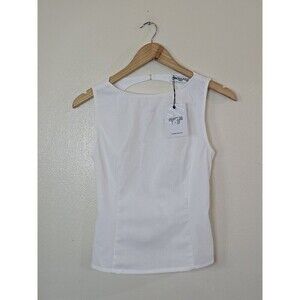 Princess Polly Womens Lilitina Top White Size US 4 New Linen Blend Open Back